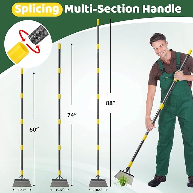Garden Flat Shovel, Ice Scraper, Snow Shovel, 60 Inch Multifunctional Garden Cleaning Shovel, Heavy Duty Floor Scraper Long Handle,Metal Weeding Scraper for Lawn Edging, Snow Ice Removal