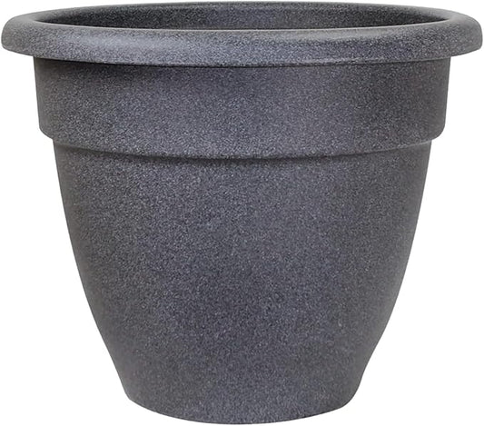 The HC Companies 30 Inch Caribbean Planter - Lightweight Indoor Outdoor Plastic Plant Pot for Herbs and Flowers, Granite
