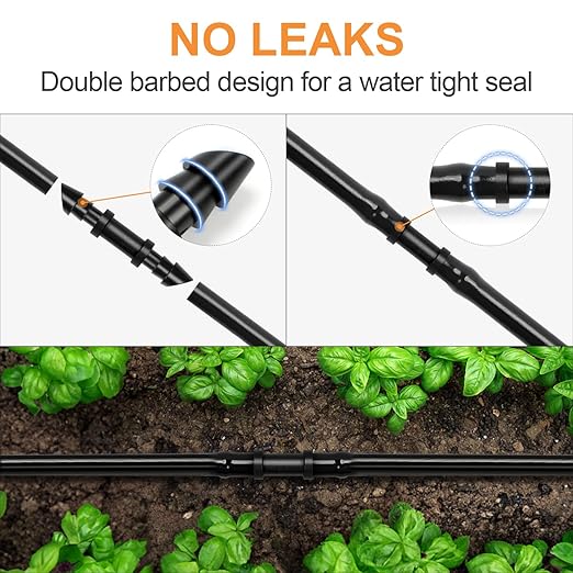 1/4 Inch Drip Irrigation Fittings, 140 Pieces Kit 1/4 Inch Tubing Connectors Includes Couplings Tees Elbows Crosses Plugs Drip Line Quick Connect Barbed Connectors