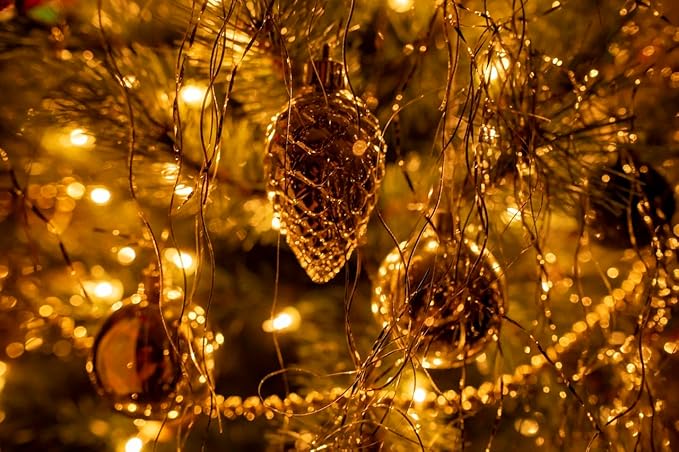 Outdoor String Lights, 300 LED 108Ft Christmas Light with Remote, 8 Lighting Modes, Powered Plug for Wedding Party Garden Tree Yard Indoor Decorations, Warm White