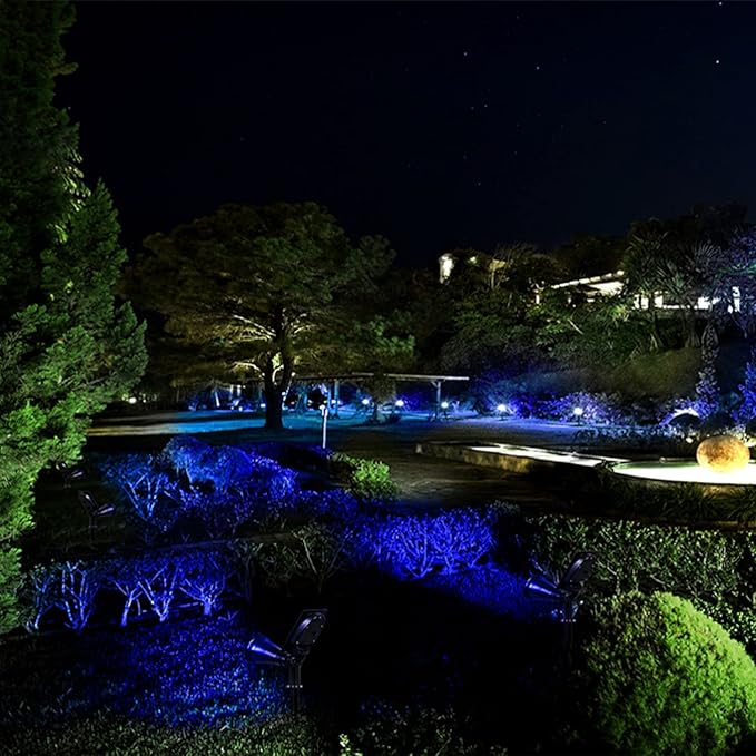 T-SUN Blue Solar Spotlights, Solar Lights Outdoor Waterproof, Auto ON/Off Adjustable Solar Garden Pond Lights for Tree, Patio, Yard, Garden, Driveway, Stairs, Pool Area (Blue- 2 Pack)