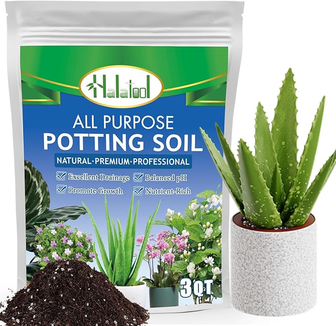 Halatool 3 QT Organic Aloe Plant Soil Potting Mix Garden Top Succulent Soil for Indoor & Outdoor Plants Bonsai Aloe Vera Soil for Houseplants Flowers Vegetables & Herbs