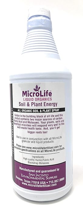 MicroLife Soil & Plant Energy Liquid Organic Concentrate Humic/Fulvic Acid & Molasses Foliar Spray or Root Stimulator, 1 QT