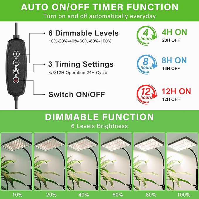 2024 LBW Grow Lights for Indoor Plants Full Spectrum with Stand,214 LEDs Standing Plant Lights for Indoor Growing,Floor Grow Plant Lamp with 4/8/12H Timer,6 Brightness Levels,75" Adjustable Tripod