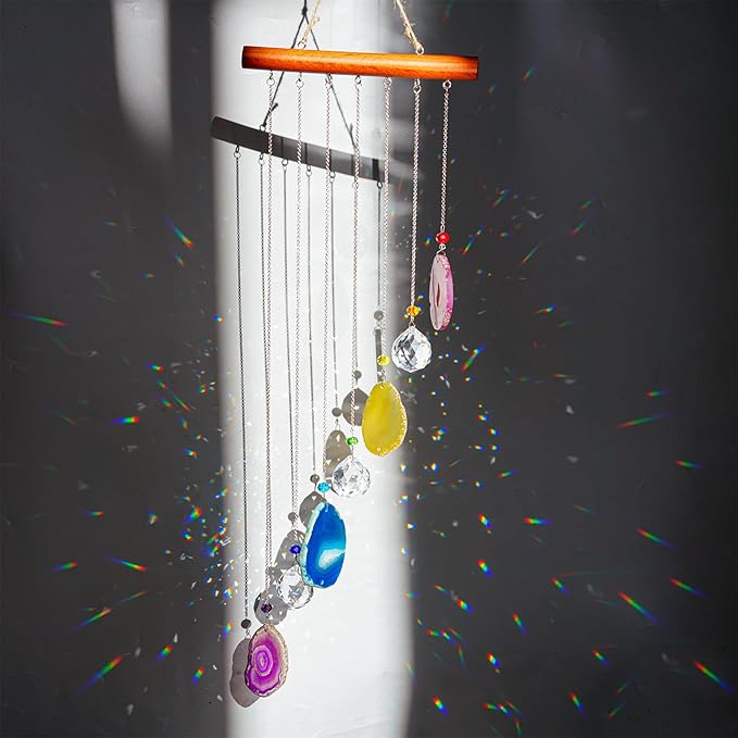 Agate Decor Crystal Prism Suncatcher Window Garden Hanging Sun Catchers Rainbow Maker Pendant