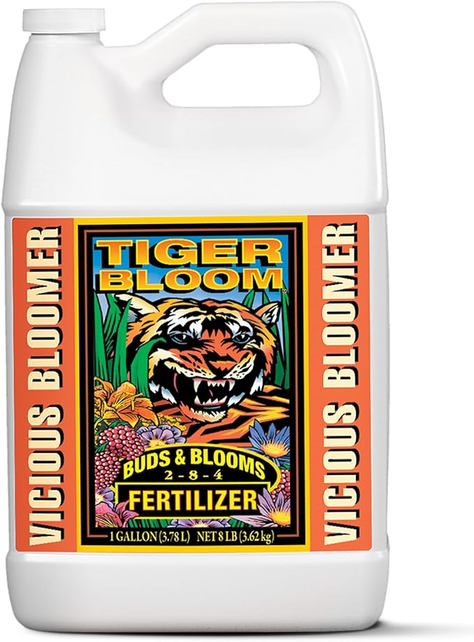 FoxFarm Tiger Bloom Liquid Fertilizer Concentrate - Fast Acting Formula for Vicious Growth with Phosphorus - Encourages Fruit, Flower & Bud Development, NPK 2-8-4 (Gallon)