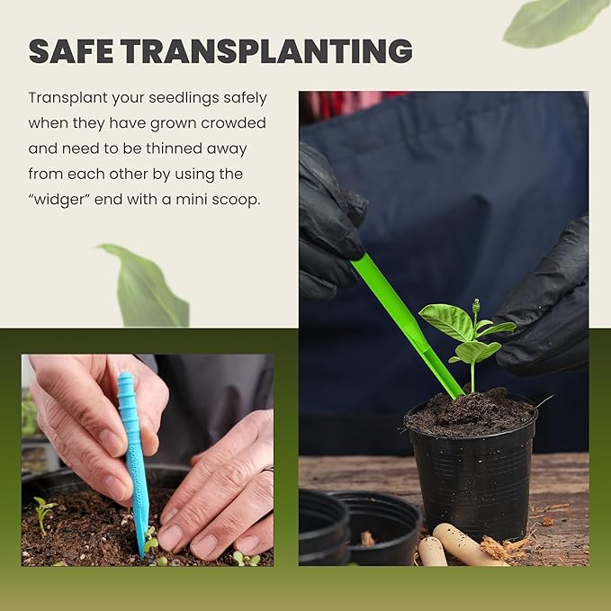 Dibby Seed Sowing Garden Tool Dibber Planter Transplanter – Sow Seeds at The Right Depth – Easily Transplant Delicate Seedlings (Little Dibby) Blue (2 Pack)