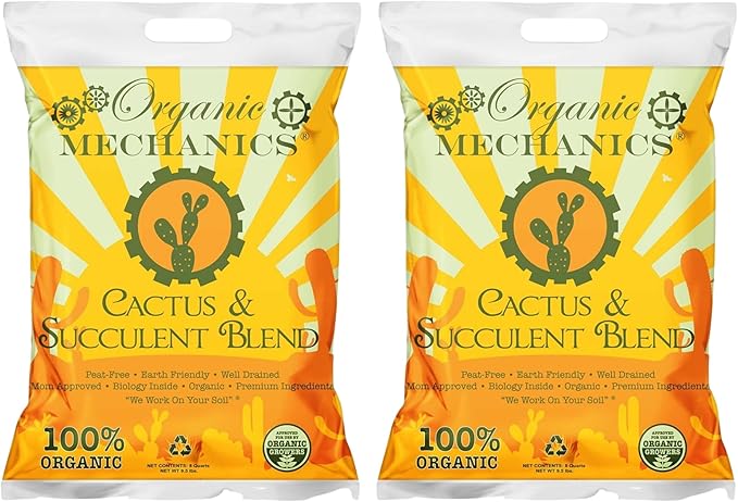 Cactus and Succulent Blend Potting Soil, 8 Quarts (Pack of 2) - Enhances Root Growth & Water Drainage - Peat-Free, Eco-Friendly & Locally Sourced