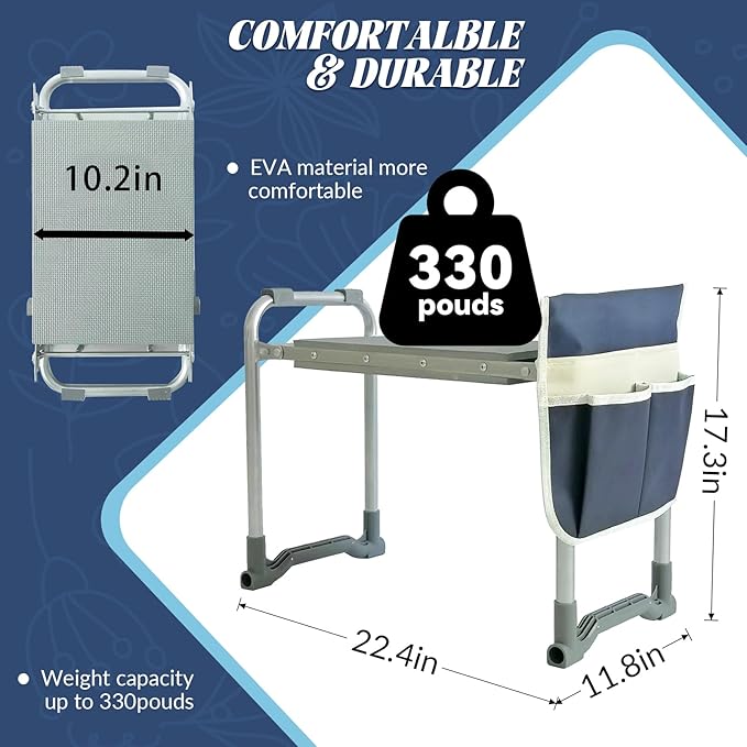 Garden Kneeler and Seat,2-in-1 Foldable Kneeling Pad and Stool with Thicken & Widen Soft Kneeling Pad,Wear-Resistant Prevent Knee and Back Pain reat, Gardening Gifts for Women and Men (B)