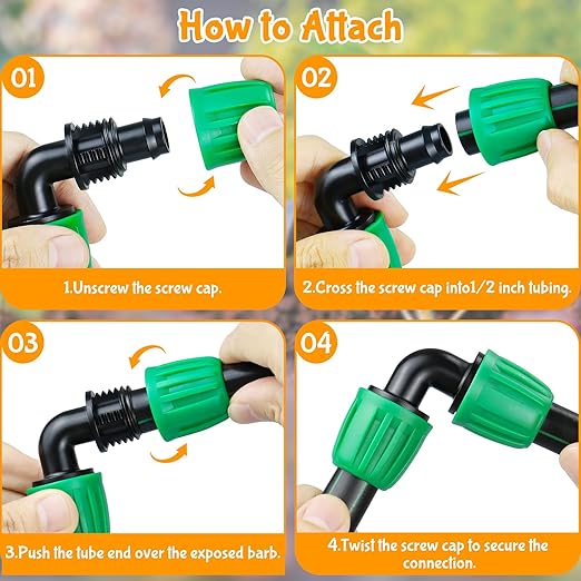 Drip Irrigation 1/2" Elbow Fittings：1/2 Inch Drip Line Lock Barbed 90 Degree Elbow Connectors for 1/2 Drip Irrigation Tubing (1/2" ID x 0.640" OD) Anti-Drop Drip Irrigation Parts (12 Pieces)