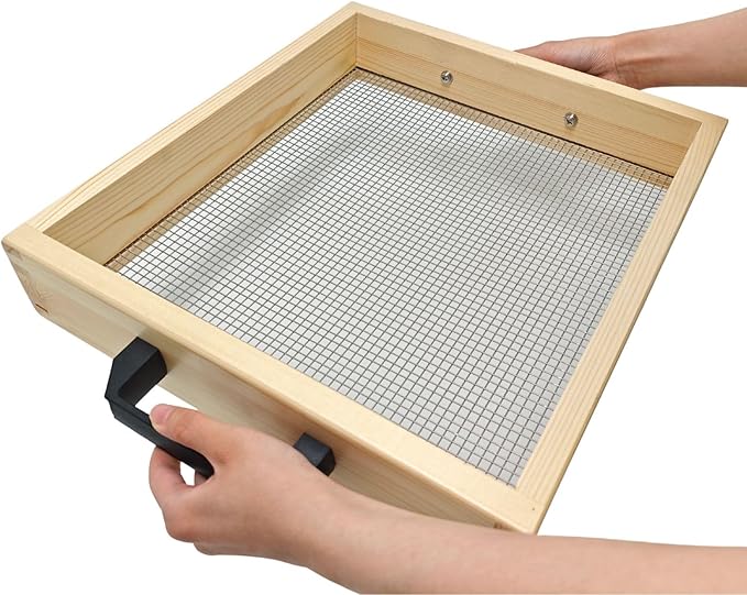 Large Compost Sifter, Garden Sifter with Handle, 15.5 x 14 Inch Sifter for Soil Dirt Compost Rock