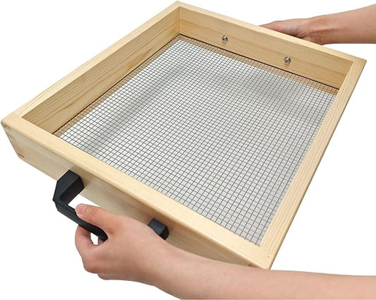 Large Compost Sifter, Garden Sifter with Handle, 15.5 x 14 Inch Sifter for Soil Dirt Compost Rock
