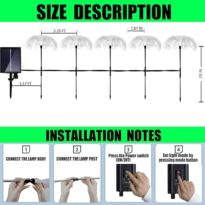 Solar Light for Outside 6 Pack 7 Colors Changing Jellyfish Light Outdoor Waterproof Solar Flowers Garden Lights for Yard Pathway Lawn Festival Wedding Party Decoration