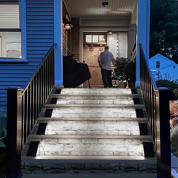 Solar Step Lights for Outside,6pack Solar Stair Lights Outdoor Waterproof IP67,Outdoor Deck Step Lights,Solar Outdoor Lights for Staircase,Patio,Front Step(Cool Brown)