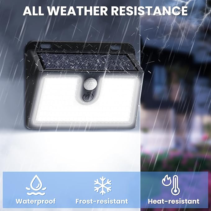 Solar Lights Outdoor Motion Sensor, 16 Pack 149 LED Waterproof Solar Powered Fence Lights, 3 Lighting Modes Security Wall Light for Outside Backyard Deck Garden Door Step Walking Dog, Cold Light 6500K