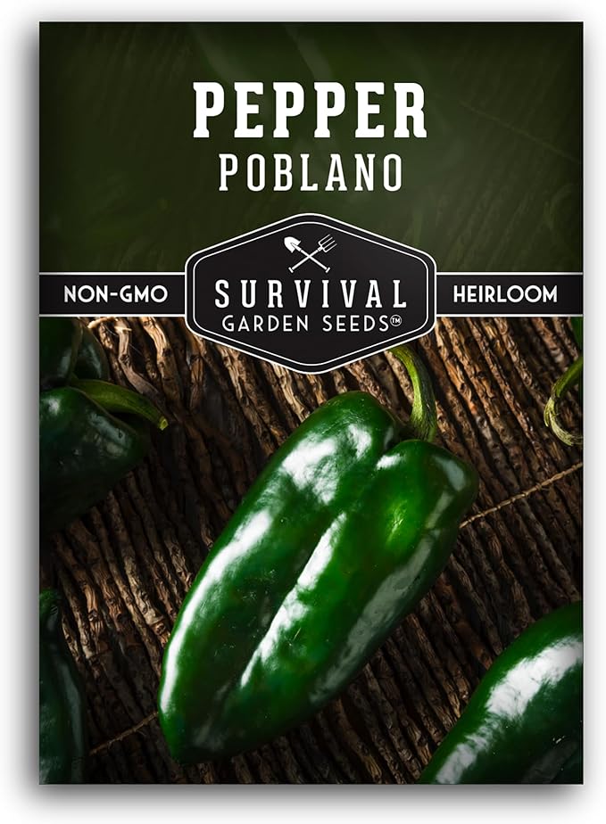 Poblano Pepper Seed for Planting - 1 Packet with Instructions to Plant and Grow Ancho Chiles in Your Home Vegetable Garden - Non-GMO Heirloom Variety - Survival Garden Seeds