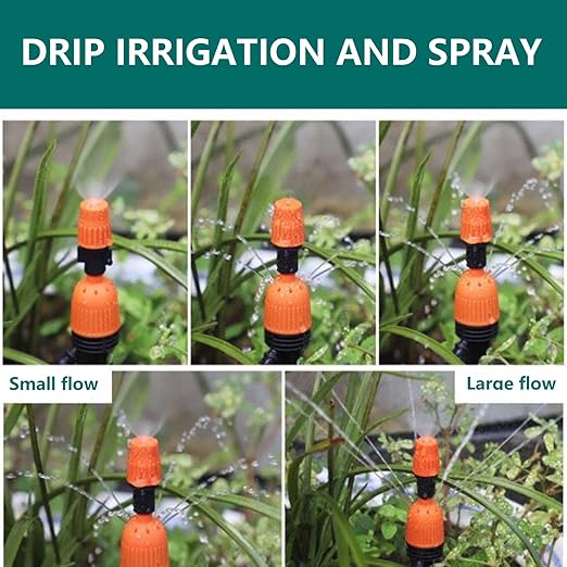 Drip Irrigation System,50FT Main Pipe and 16.4FT Branch Pipe,10 Adjustable Drippers with Piles,Quick Socket Connection.Plant Watering System of Garden Potted Elevated Garden Bed.(emitters with Piles)