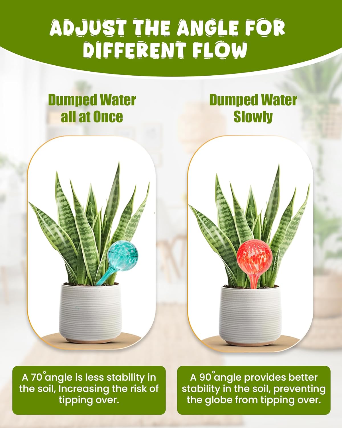 Iridescent Self Watering Globes, Glass Rainbow Plant Watering Globes, Self Watering Planter Insert, Automatic Plant Waterer Indoor (Large-6 Pcs Multi-Color, Large)