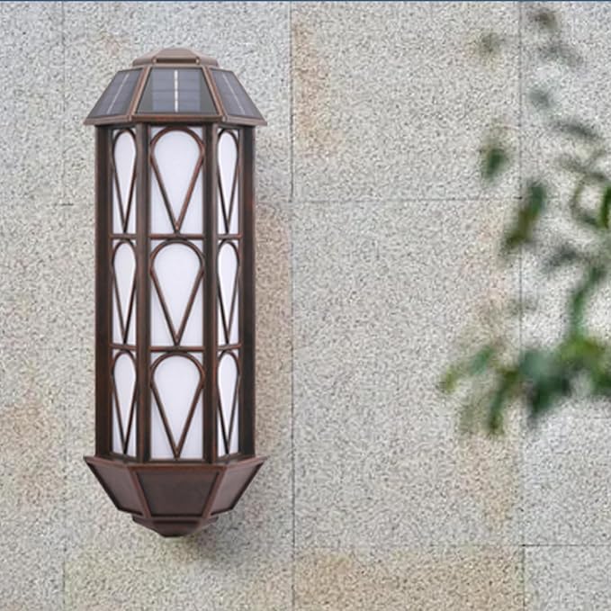 KINGLEAD 4 Pack Flickering Flame Solar Wall Lights - Outdoor Waterproof, Sensor with 2 Lighting Modes, Vintage for House Garden Porch Backyard Patio