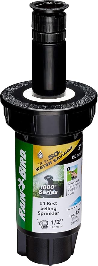 Rain Bird 1802APPRS Pressure Regulating (PRS) Professional Pop-Up Sprinkler, Adjustable 0 - 360° Pattern, 8' - 15' Spray Distance, 2" Pop-up Height