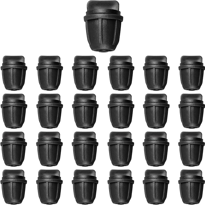 JAYEE 1/4 Inch Drip Irrigation Fittings, Barbed Locked End Plugs for ¼ in. Tubing, 25 Pcs Drip Line Parts Irrigation End Closure with Locked Nuts for Garden Lawn Sprinkler Systems, Black