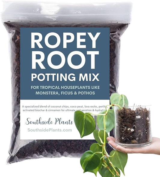 Ropey Root - Potting Mix for Indoor and Outdoor Tropical Plants, Chunky Soil Blend for Tropical Houseplants - 1 Gallon