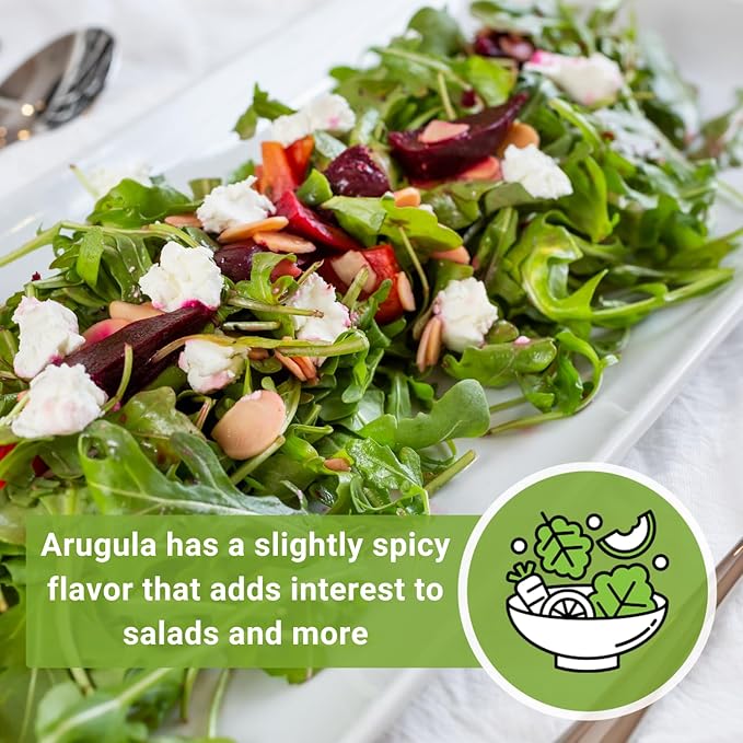 Sow Right Seeds - Arugula Seeds for Planting - Non-GMO Heirloom Seeds with Instructions to Plant a Home Vegetable Garden - Indoors, Hydroponics or Outdoors - Salad Greens - Grow Kitchen Herbs (4)