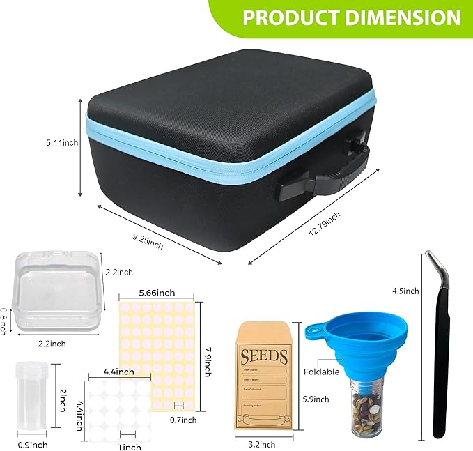 87 Slots Seed Storage Organizer Box with 20 Seed Envelopes, Large Capacity Seed Storage Container with Zipper Bag, Label Stickers, Tweezers, Funnel, Garden Seeds Saver Kit for Vegetable, Flower