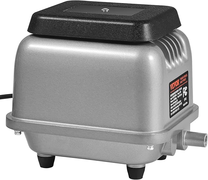 VEVOR Linear Air Pump, 109L/Min Air Flow Septic Aerator Pump, Aeration System for 1/2 Acre 10 FT Deep Ponds, Water Gardens, Waste Treatments, Septic Tanks, Aquariums, Seafood Restaurants, Fish Farms