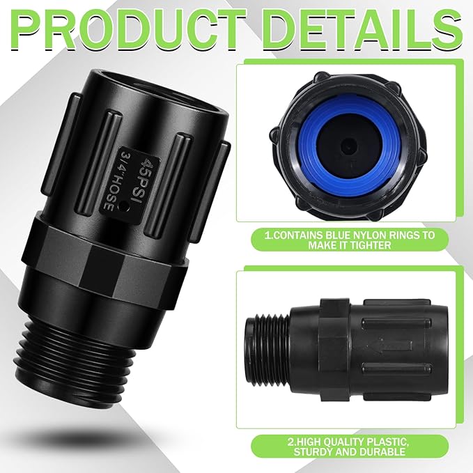 Tondiamo 3 Pcs Drip Irrigation Pressure Regulator, 3/4" Female Hose Thread x 3/4" Male Hose Thread for Drip Irrigation System Irrigation Pressure Reducer Low Flow Valve(45 PSI)