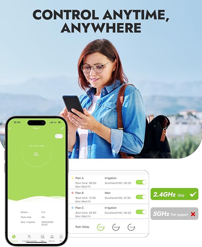 RAINPOINT WiFi Water Timer, Smart Sprinkler Timer Hose Timer WiFi Irrigation Controller, Smart Sprinkler System Valve, APP & Voice Control, Weather-Based Automatic Rain Delay, Brass Inlet & Outlet