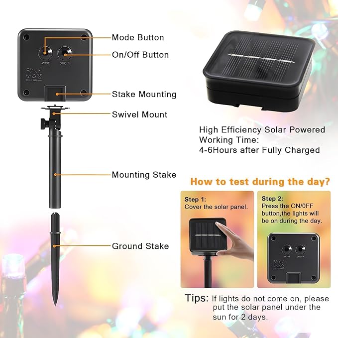 6-Pack Solar String Lights, 600 LED Extra-Long 236Ft Solar Christmas Lights Outdoor Waterproof, 8 Modes Multicolor Led Christmas Lights for Garden, Patio, Wedding, Christmas Decorations