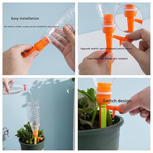 14Pcs Upgrade Plant Self Watering Spikes,Potted Plant Drip Irrigation Slow Automatic Release,Adjustable Watering System Devices with Control Valve Switch for Outdoor Indoor Plants (7 Green + 7Orange)
