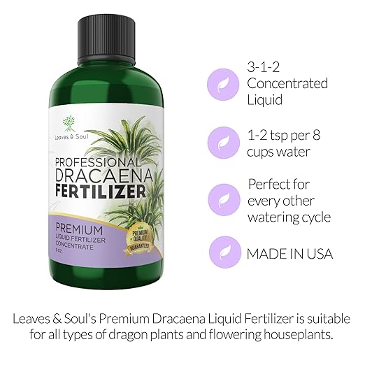 Professional Liquid Dracaena Plant Fertilizer | 3-1-2 Concentrate for Indoor Plants | Multi-Purpose Blend & Gardening Supplies | 8 oz Bottle
