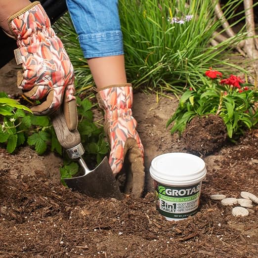 GROTAB 3-in-1 Plant Food Tablets 30 Tabs Natural 12-8-4 Plant Fertilizer Outdoor Indoor All-Purpose Flower Garden Vegetable Orchard Greenhouse Plant Fertilizer with Mycorrhizal Trichoderma Microbials