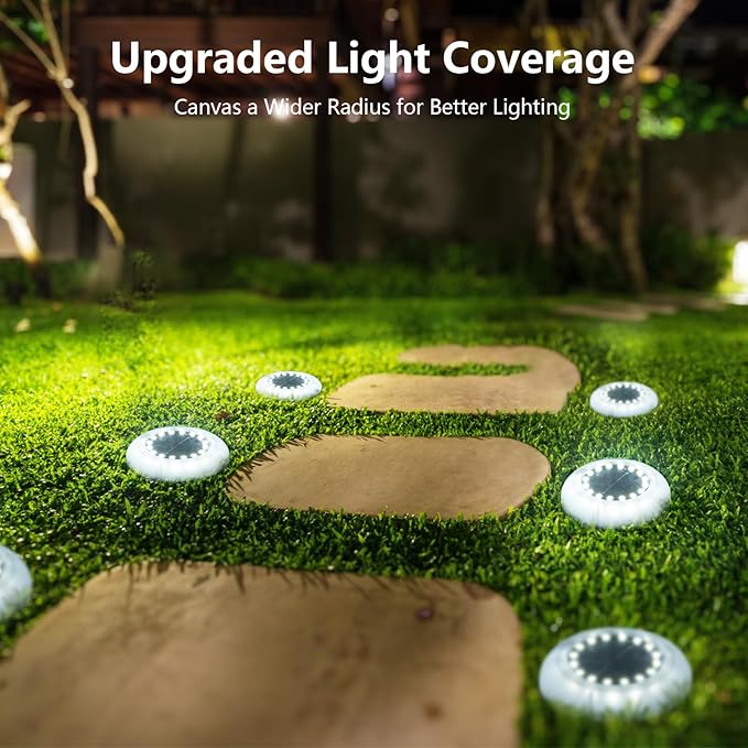 Flumy Solar Ground Lights, 16 Pack 16 LED Solar Lights Outdoor Waterproof, Solar Garden Lights for Outside Patio Pathway Yard Lawn Driveway Pathway Walkway, Outdoor Christmas Decorations(Cool White)