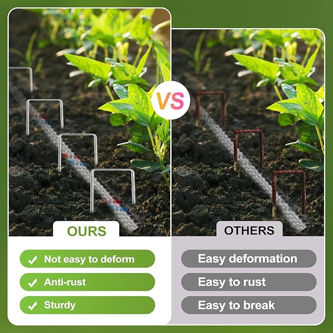 30 Pcs Galvanized Landscape Staples Metal Garden Stakes Heavy Duty for Ground Cover, U-Shaped Pins Yard Stakes Weed Barrier Fabric, Garden Hose, Drip Irrigation, 1 inch*(6+4 inch)