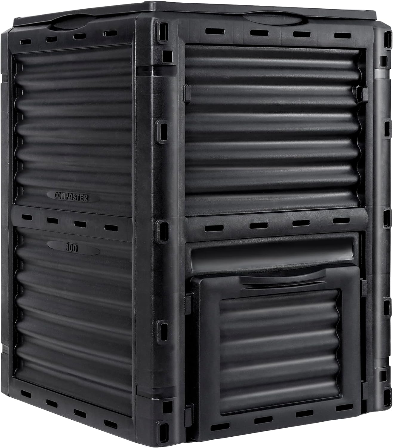 JupiterForce Garden Compost Bin 80 Gallon (300 L) from BPA Free Material, Large Composting Bin Outdoor Composter, Easy Assembling, Fast Creation of Fertile Soil, Lightweight, Black
