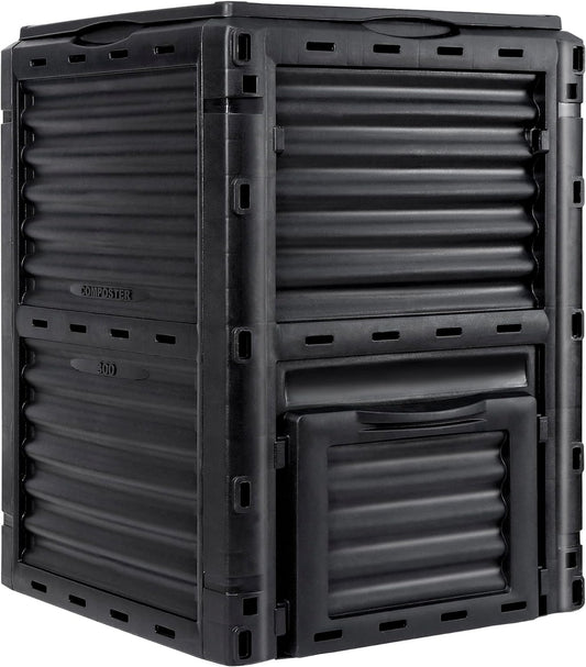 JupiterForce Garden Compost Bin 80 Gallon (300 L) from BPA Free Material, Large Composting Bin Outdoor Composter, Easy Assembling, Fast Creation of Fertile Soil, Lightweight, Black