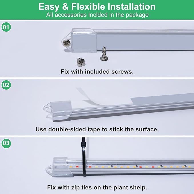16 in Plant Grow Light Strips,120 LEDs Grow Lights for Indoor Plants Full Spectrum with 3/9/12H Timer & 10 Dimmable Levels,Sunlight Plant Growing lamp for Hydroponics Succulent 2 Heads