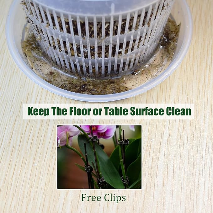 12Pcs Orchid Pot, 3 Each of 4.5, 5.5, 6.3 and 7.5 Inch Orchid Pots with Holes and Saucers, Clear Orchid Pots for Repotting, Plastic Plant Pot(3 Each of 4.5,5.5, 6.3,7.5in with Saucers)