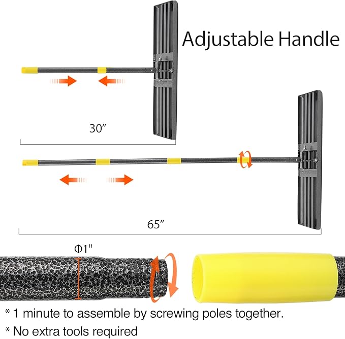 Lawn Leveling Rake, Heavy Duty Levelawn Tool for Garden Level Soil or Dirt Ground Surfaces Easily, 26” x 10” Ground Plate, Steel Handle Length is 65 inch