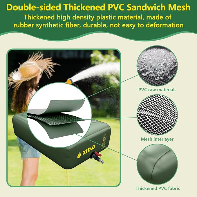 XITAO Water Storage Bladder w/Water Level Indicator, Large Capacity Foldable Water Storage Containers, Portable Emergency Water Tank Water Bag for RVs, Fire Prevention, Irrigation (142Gal)