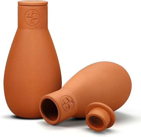 16 oz Olla Plant Watering Globes Pots, Slow Release Self Watering Planter Insert Devices, Indoor | Outdoor Terracotta Watering Spikes, Automatic Plant Waterer Drip Irrigation System, 2 Pack