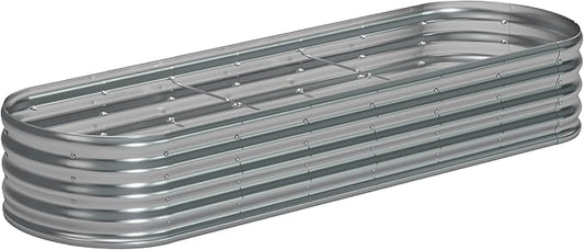 9x3x1.3 Oval Galvanized Raised Garden Bed,Outdoor Planter Box Metal Patio Kit Planting Bed for Vegetables Flowers and Succulents
