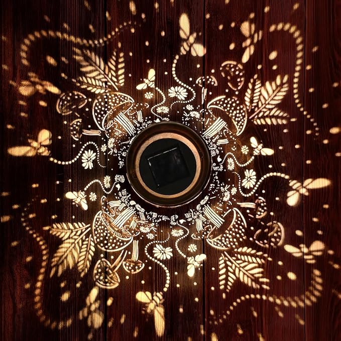 Mushroom Solar Lanterns Outdoor Waterproof Hanging Solar Lights Gifts for Women Mom Metal LED Decorative Lantern for Yard Patio Pathway,Porch，Landscape,Lawn Garden Decor for Outside