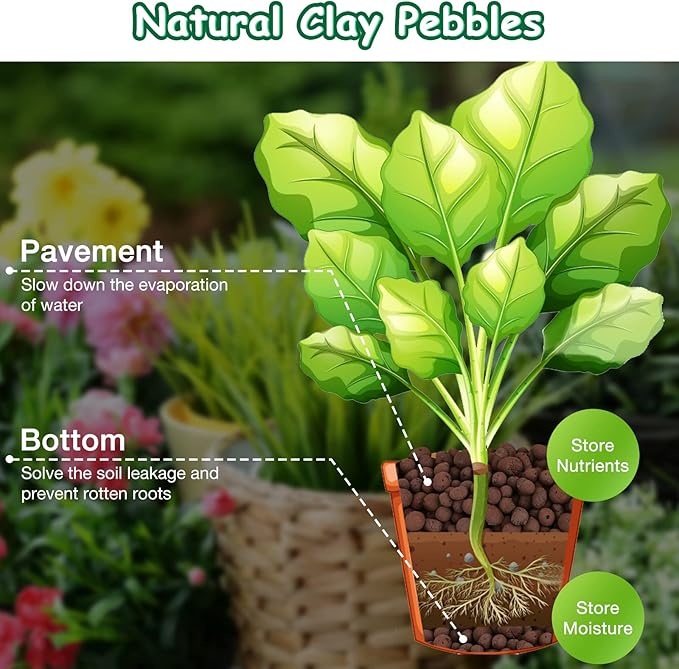 2LB LECA Clay Pebbles for Plants, Organic Expanded Clay Pebbles 4mm-16mm Hydroponics Supplies Aquaponics Orchid for Indoor Outdoor Garden Plants