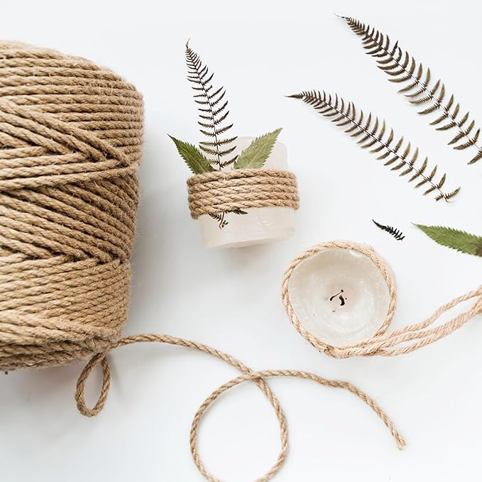 Natural Jute Twine,164 Feet 8mm inch Hemp Twine Rope for Gift Wrapping Craft Plant Garden Christmas Handmade Arts Decoration Packing String Home Decor