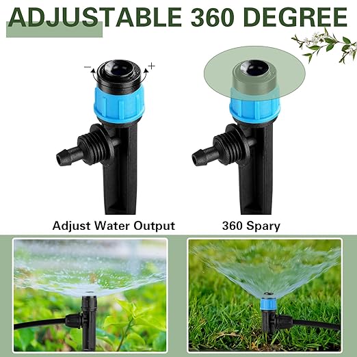 80 Pcs Drip Irrigation Emitters with Adjustable 360 Degree Water Flow Drippers for 1/4 Drip Tubing Sprayer on 5.5 Arrow Stake for Garden Irrigation System(Blue, Black,Lock Barbed)