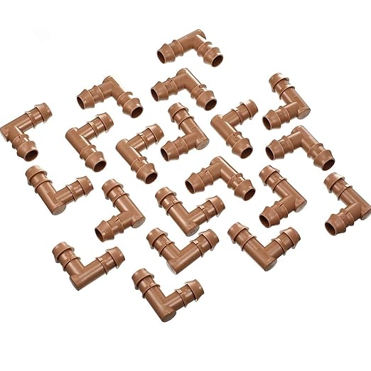 Boao 20 Packs 1/2 Inch Barbed Connector Plastics Drip Irrigation Barbed Hose Connector 17 mm Diameter (Elbow)